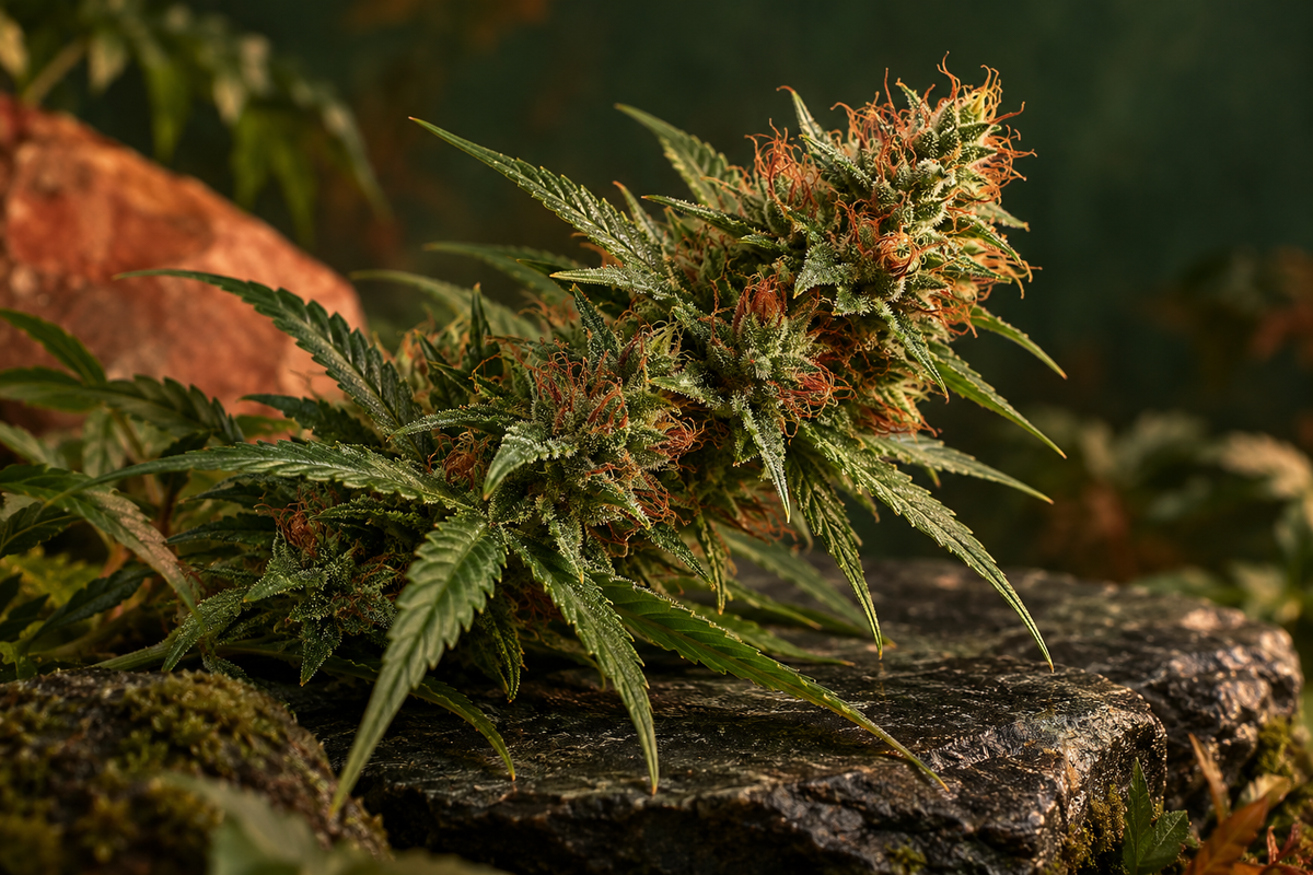 Botanical editorial illustration for Red Congo; AI-generated, not a verified cultivar photograph